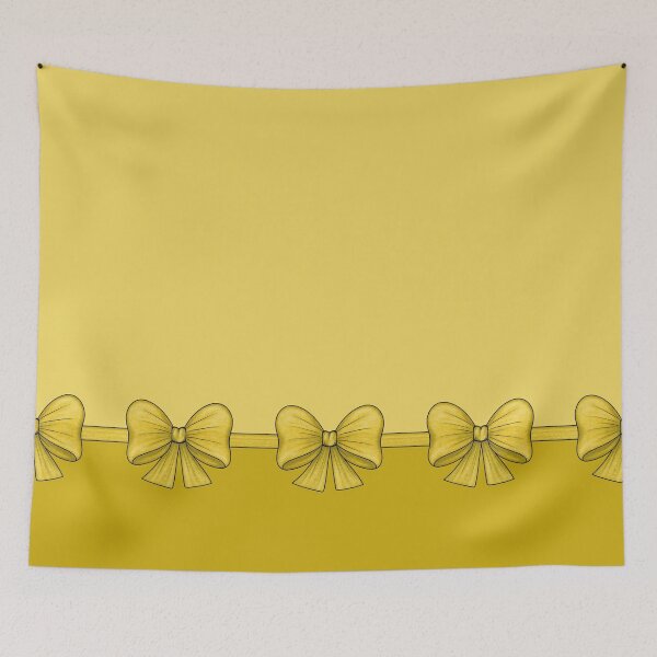 Item preview, Yellow bows on a ribbon that divides the background into light yellow and rich yellow designed and sold by Cherevan.