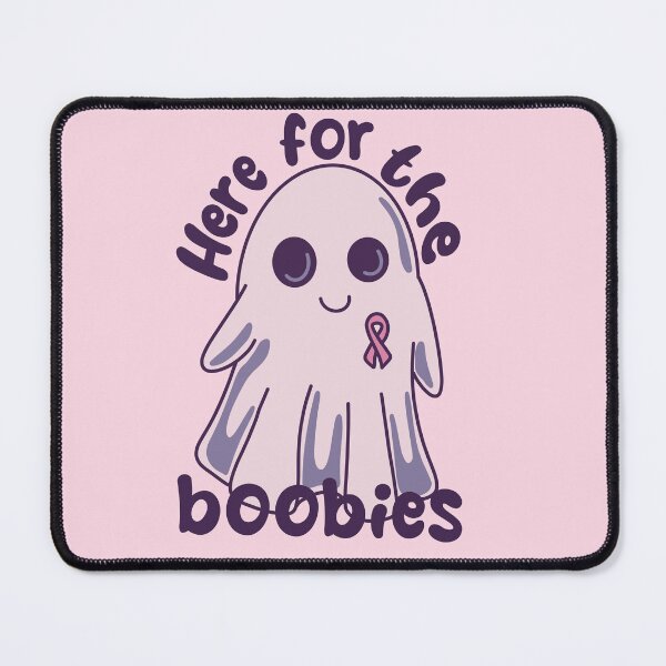 Item preview, Here for the Boobies – Cute Ghost Breast Cancer Awareness Art designed and sold by Feral-by-Elsie.