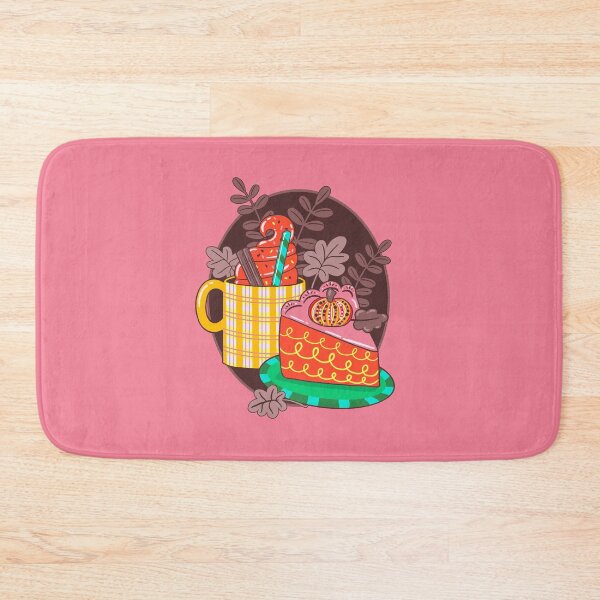 Item preview, Colorfall Season Hero Design | Pumpkin Pie with Pink Frosting, Cozy Mug & Autumn Leaves, Festive Fall Illustration designed and sold by indysign.