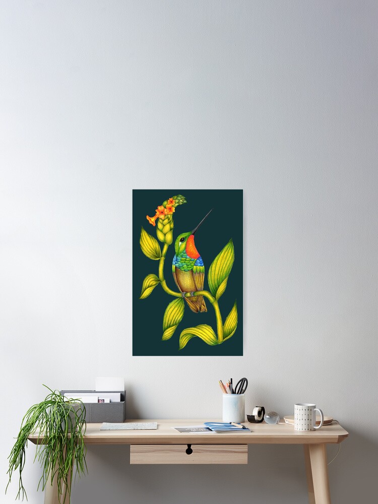 Thumbnail 2 of 3, Poster, Hummingbird Botanical designed and sold by ChristinaPlumb.