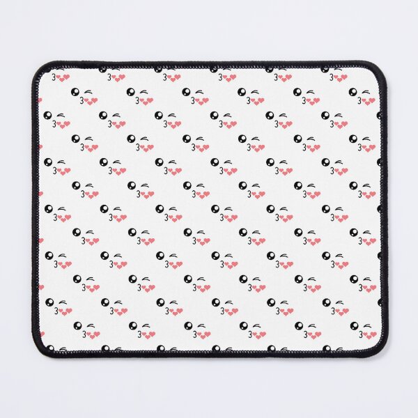 Item preview, Cute kawaii winky kiss mouth hearts face pattern designed and sold by BlushyPrint.