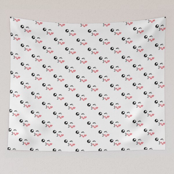 Item preview, Cute kawaii winky kiss mouth hearts face pattern designed and sold by BlushyPrint.
