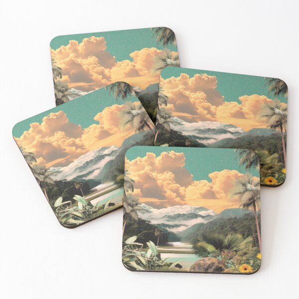 Item preview, Surreal Tropical Valley With Palm Trees And Glowing Sunset Clouds designed and sold by Jirka Svetlik, Studio Illuvision.
