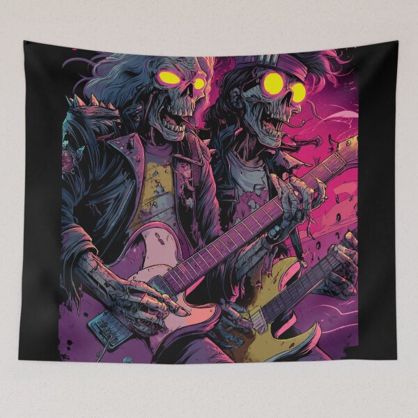 Item preview, Zombie Rock Musician – Neon Horror Guitar Artwork designed and sold by Meiersbeste.
