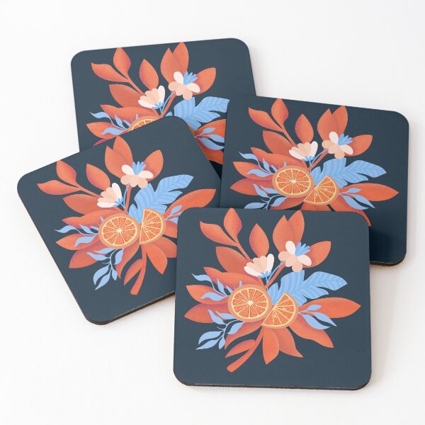 Item preview, Citrus Bloom – Bold Orange and Blue Botanical Art designed and sold by Thyme Travel Designs.