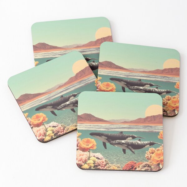 Item preview, Surreal Ocean Scene With Whales Coral And Golden Sunset designed and sold by Jirka Svetlik, Studio Illuvision.