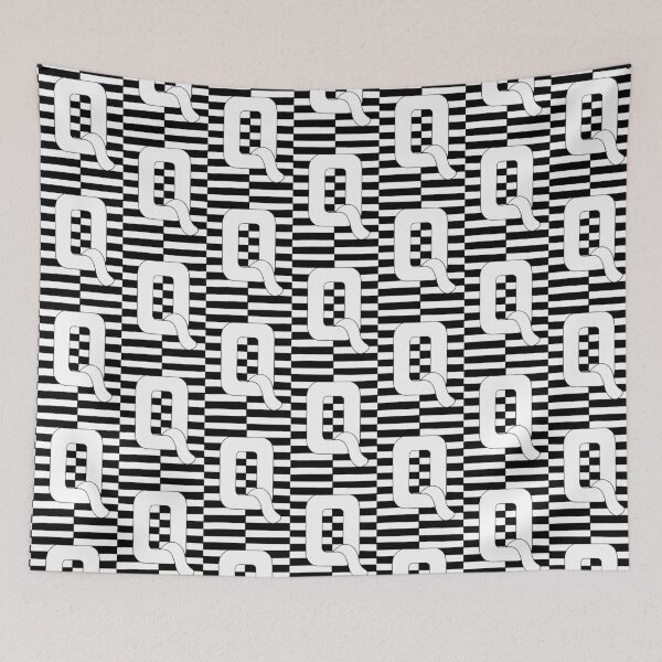 Item preview, Black and White Striped Letter Q - Monogram Art designed and sold by GTeoArt.