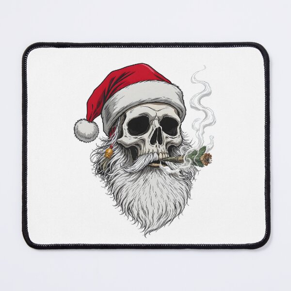 Aperçu de l'œuvre Cigare Skull Santa 420 - Noël effrayant dessiné à la main créée et vendue par SkullTroops.