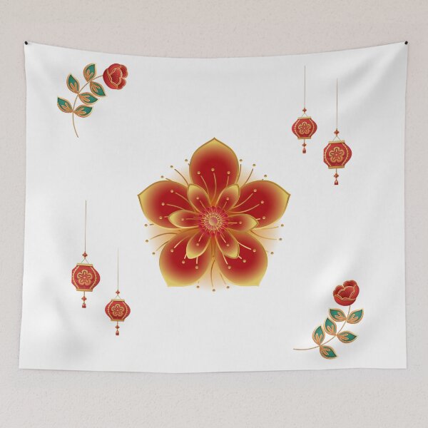 Item preview, Oriental Inspired  Blossoms and Hanging Lanterns designed and sold by CherWhiteRabbit.