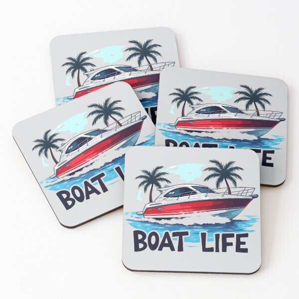 Item preview, Boat Life Tropical Speedboat & Palm Trees Design designed and sold by rustyroofco.