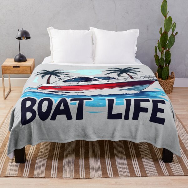 Item preview, Boat Life Tropical Speedboat & Palm Trees Design designed and sold by rustyroofco.