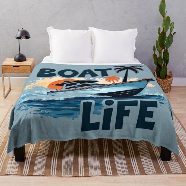 Item preview, Boat Life Tropical Speedboat & Palm Trees Design designed and sold by rustyroofco.