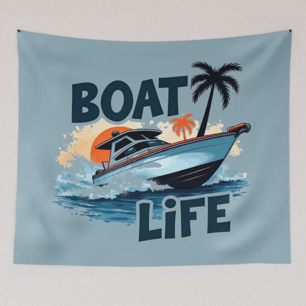 Item preview, Boat Life Tropical Speedboat & Palm Trees Design designed and sold by rustyroofco.
