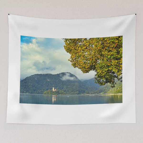 Item preview, Pilgrimage Church of the Assumption of Maria, Lake Bled autumn landscape, Slovenia designed and sold by goceris.