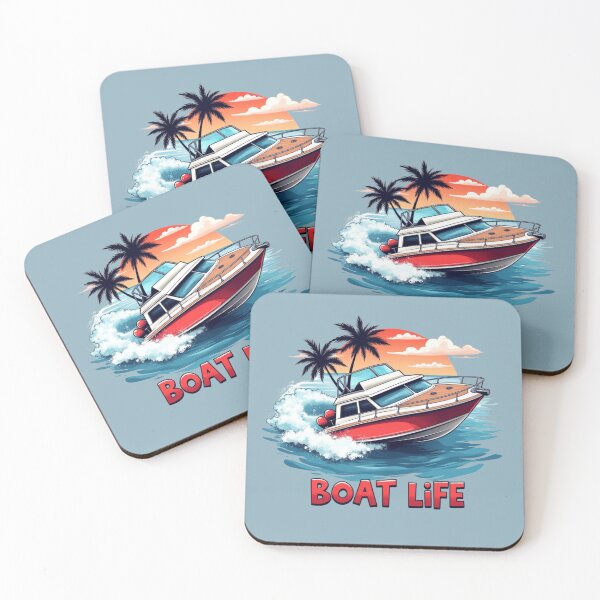 Item preview, Retro Boat Life Cabin Cruiser Sunset Tropical Design designed and sold by rustyroofco.