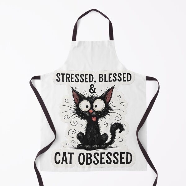 Item preview, Stressed Blessed & Cat Obsessed Funny Black Cat Design designed and sold by Aurora Prints.