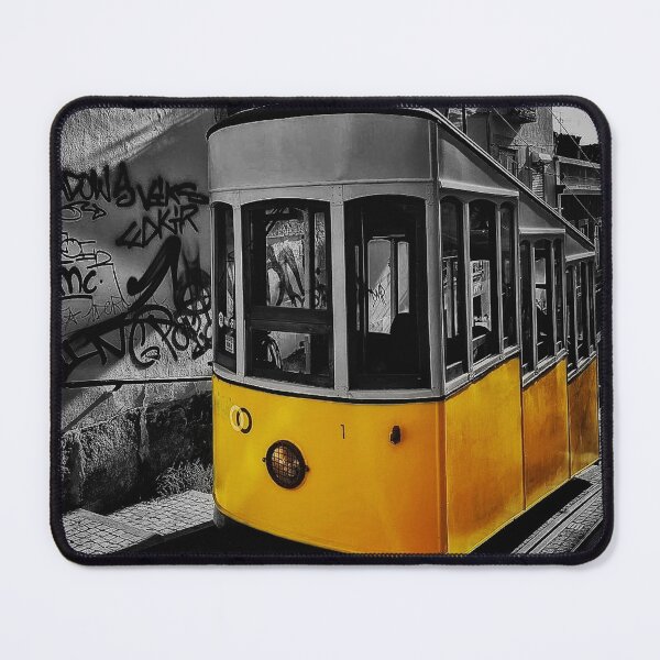 Item preview, Yellow Tram in Lisbon Black and White Street designed and sold by Aesthetic Crew.