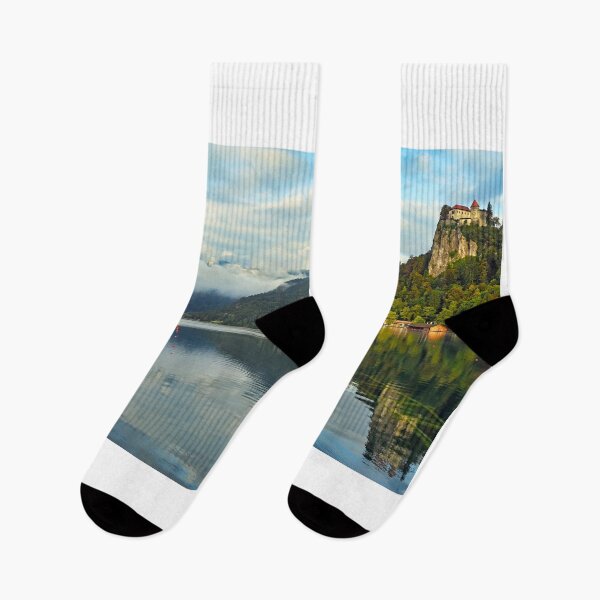 Item preview, Lake Bled with Bled Castle and Pilgrimage Church of the Assumption of Maria,morning landscape, Slovenia designed and sold by goceris.