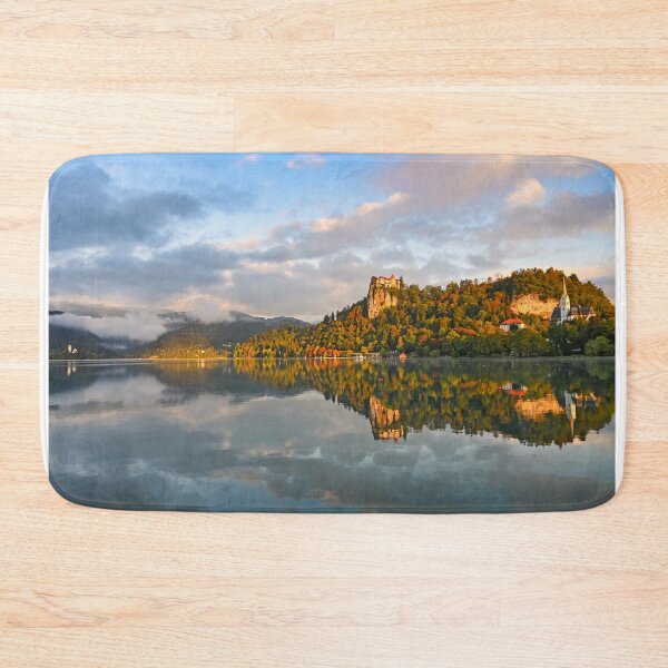 Item preview, Lake Bled with Bled Castle and Pilgrimage Church of the Assumption of Maria,landscape, Slovenia designed and sold by goceris.