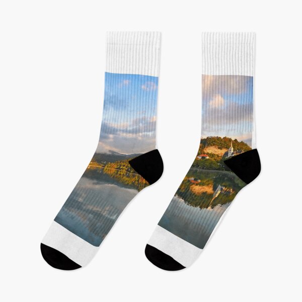 Item preview, Lake Bled with Bled Castle and Pilgrimage Church of the Assumption of Maria,landscape, Slovenia designed and sold by goceris.