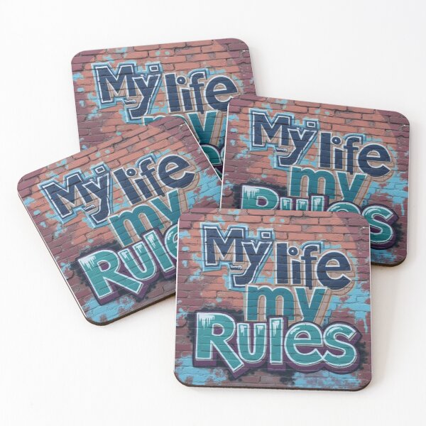 Item preview, My Life My Rules Graffiti Street Art Quote designed and sold by Kruti Collection.