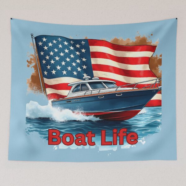 Item preview, American Flag Boat Life Patriotic Boating Design   designed and sold by rustyroofco.