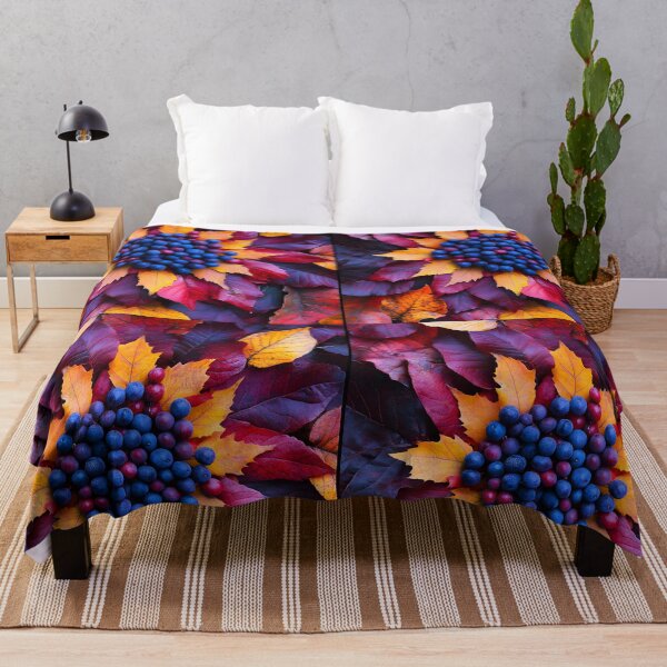 Item preview, Autumn Nature Mandala – Reddish and Yellow Leaves with Blueberries designed and sold by EmeraldeaDesign.