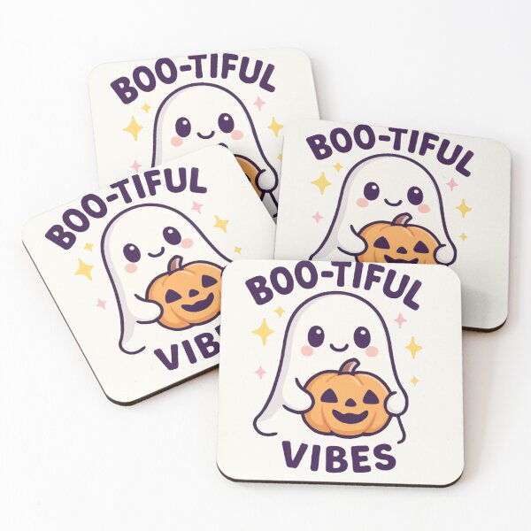 Item preview, Boo-tiful Vibes Cute Ghost Holding Pumpkin Halloween Pun Design designed and sold by Dantin.