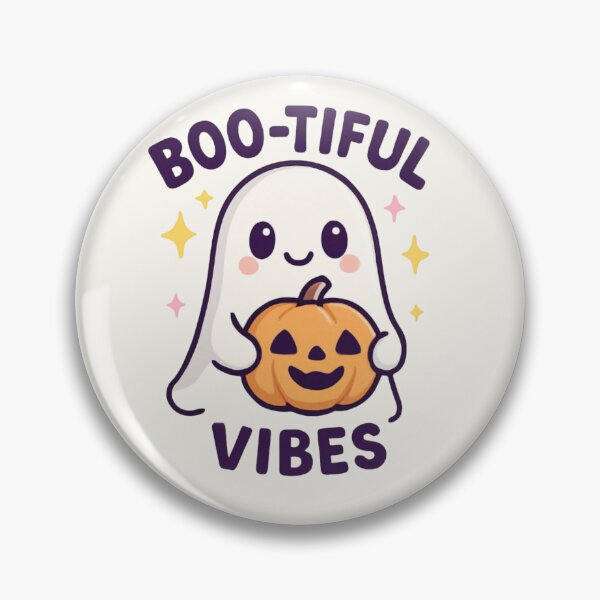Item preview, Boo-tiful Vibes Cute Ghost Holding Pumpkin Halloween Pun Design designed and sold by Dantin.