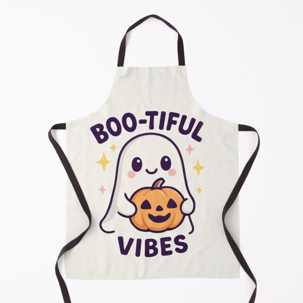 Item preview, Boo-tiful Vibes Cute Ghost Holding Pumpkin Halloween Pun Design designed and sold by Dantin.