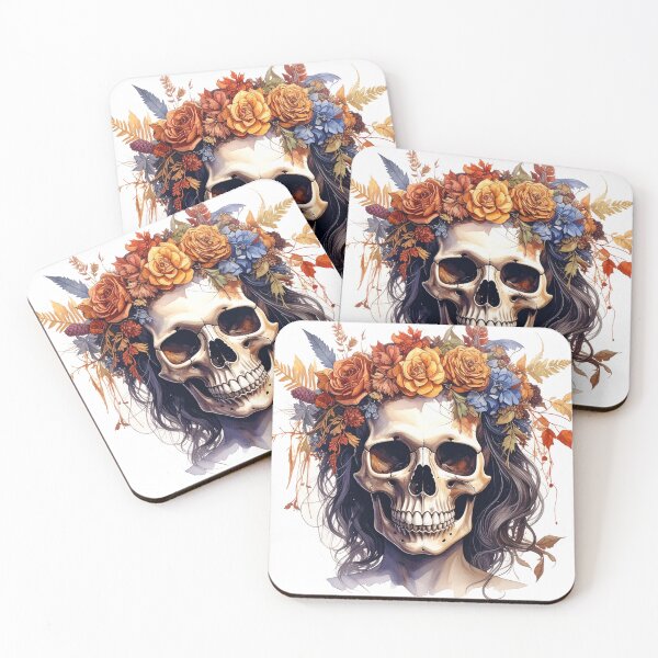 Item preview, SKULL WITH FLOWER CROWN designed and sold by cubiask.