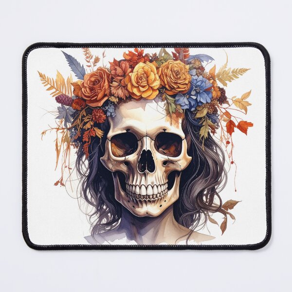 Item preview, SKULL WITH FLOWER CROWN designed and sold by cubiask.