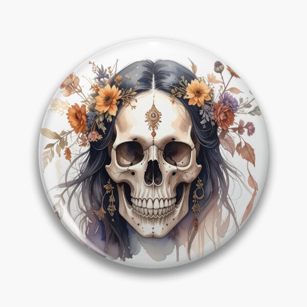 Item preview, SKULL WITH FLOWER CROWN designed and sold by cubiask.