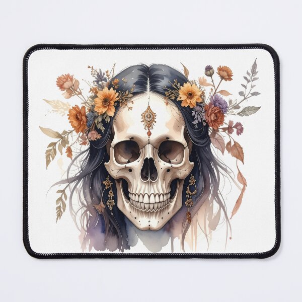 Item preview, SKULL WITH FLOWER CROWN designed and sold by cubiask.