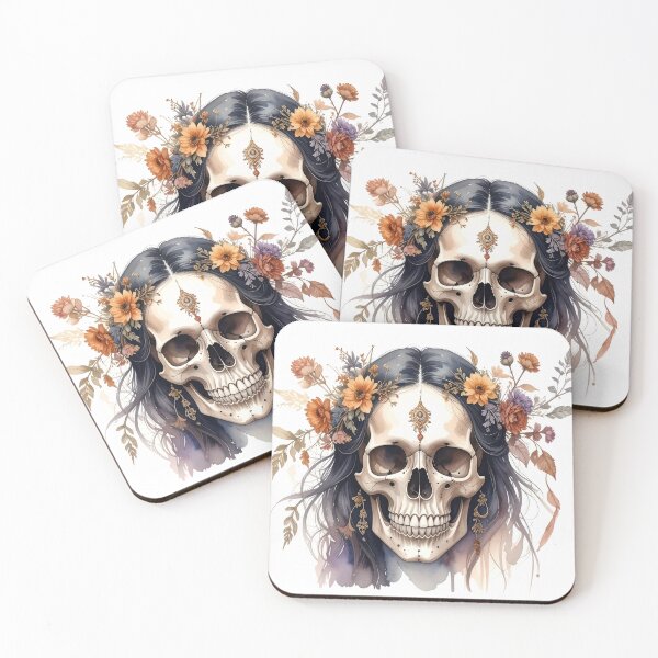Item preview, SKULL WITH FLOWER CROWN designed and sold by cubiask.
