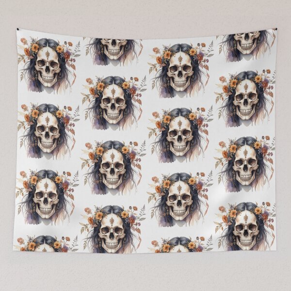 Item preview, SKULL WITH FLOWER CROWN designed and sold by cubiask.