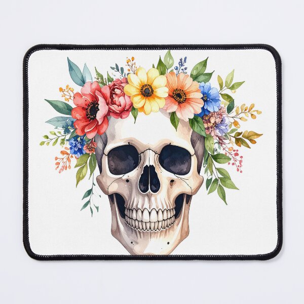 Item preview, SKULL WITH FLOWER CROWN designed and sold by cubiask.