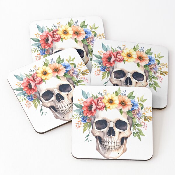 Item preview, SKULL WITH FLOWER CROWN designed and sold by cubiask.