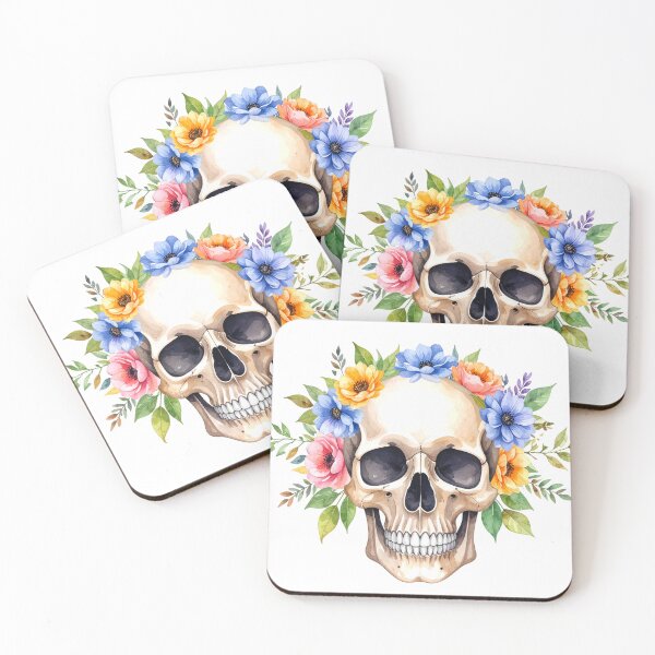 Item preview, SKULL WITH FLOWER CROWN designed and sold by cubiask.