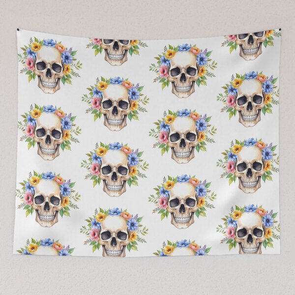 Item preview, SKULL WITH FLOWER CROWN designed and sold by cubiask.