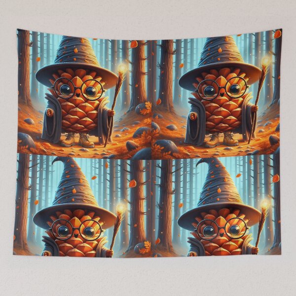 Item preview, Autumn Pinecone Wizard with Magical Forest Staff designed and sold by EmeraldeaDesign.