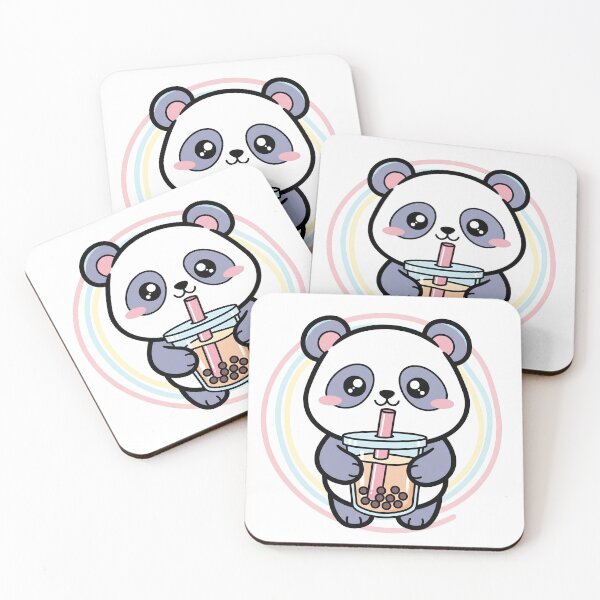 Item preview, Cute Kawaii Panda with Bubble Tea – Pastel Anime Style Chibi Animal Illustration designed and sold by Stellar Whiskers.