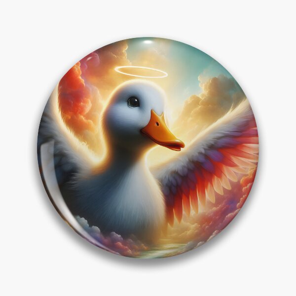 Item preview, Gloria the Angel Duck – Flying Above Clouds and River designed and sold by EmeraldeaArt.