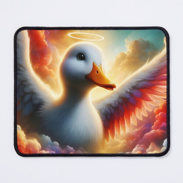 Item preview, Gloria the Angel Duck – Flying Above Clouds and River designed and sold by EmeraldeaArt.