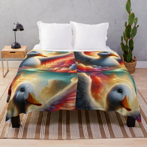 Item preview, Gloria the Angel Duck – Flying Above Clouds and River designed and sold by EmeraldeaArt.