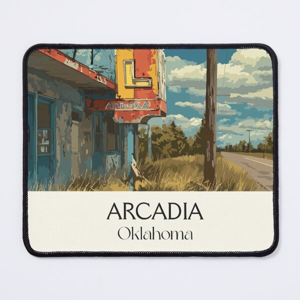 Item preview, Arcadia Oklahoma Vintage Travel Poster | Route 66 Roadside Art Print | Retro Landmark Decor designed and sold by TuncGK.