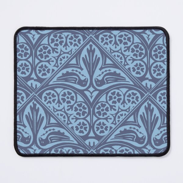 Item preview, Medieval floor tile bird and flower blue pattern designed and sold by Aisling Tierney.