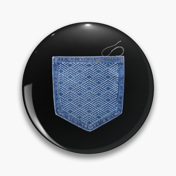 Item preview, Sashiko Pattern Japanese Embroidery Stitching Denim Pocket designed and sold by Ania_BM.