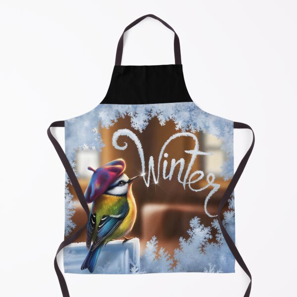 Item preview, Winter Bird Painter – Cute Fantasy on Frosted Window designed and sold by EmeraldeaDesign.