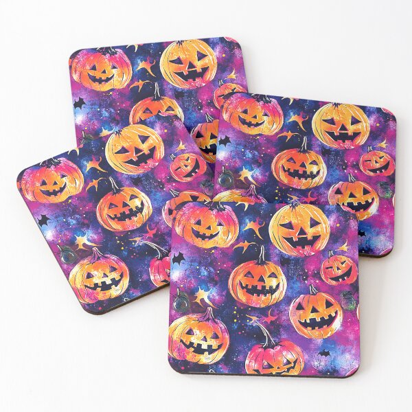 Item preview, Halloween Jack-O-Lanterns And Bats On Purple-Pink designed and sold by DEC02.